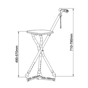 Heng Sheng Holdings Elderly Walking Aid <b>Stool</b> Square Seat Aluminum Alloy <b>Folding</b> Cane Chair Non Slip For Indoor Use - Product Image 4