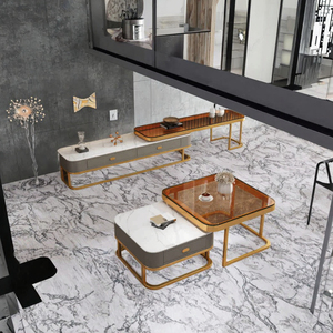Juego de Muebles de Sala de Estar Modernos de Lujo Ligero, Piedra Sinterizada con Almacenamiento, Muebles de Sala de Estar Montados en la Pared - Product Image 2