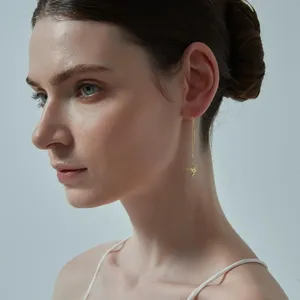 18k Vergoldete <span class=keywords><strong>Origami</strong></span>-Kranich Draht-Ohrringe 316L Edelstahl Lange Ketten-Ohrringe Maßgefertigter Eleganter Damenschmuck - Product Image 4