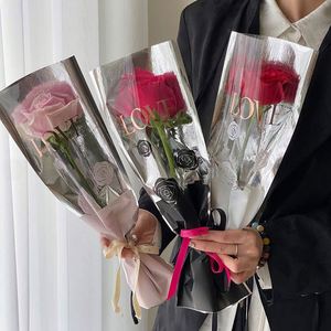Bolsas de Embalaje para Ramos de Rosas Resistentes al Agua con Descuento al por Mayor para el Día de San Valentín, Bolsas para Flores Frescas, Bolsas Tubulares Rectas Doradas - Product Image 5