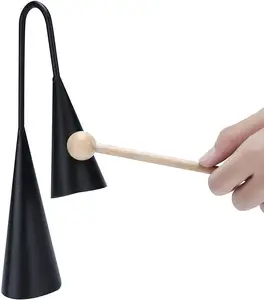Gelsonlab HS-SLB campana Agogo, dos tonos, instrumento tradicional de percusión latina de mano con palo de madera - Product Image 1