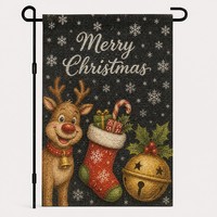 Drapeau de jardin en toile de jute double face avec logo personnalisé, motif bonhomme de neige et carreaux Buffalo, Joyeux Noël, 12x18 pouces, pour décoration extérieure
