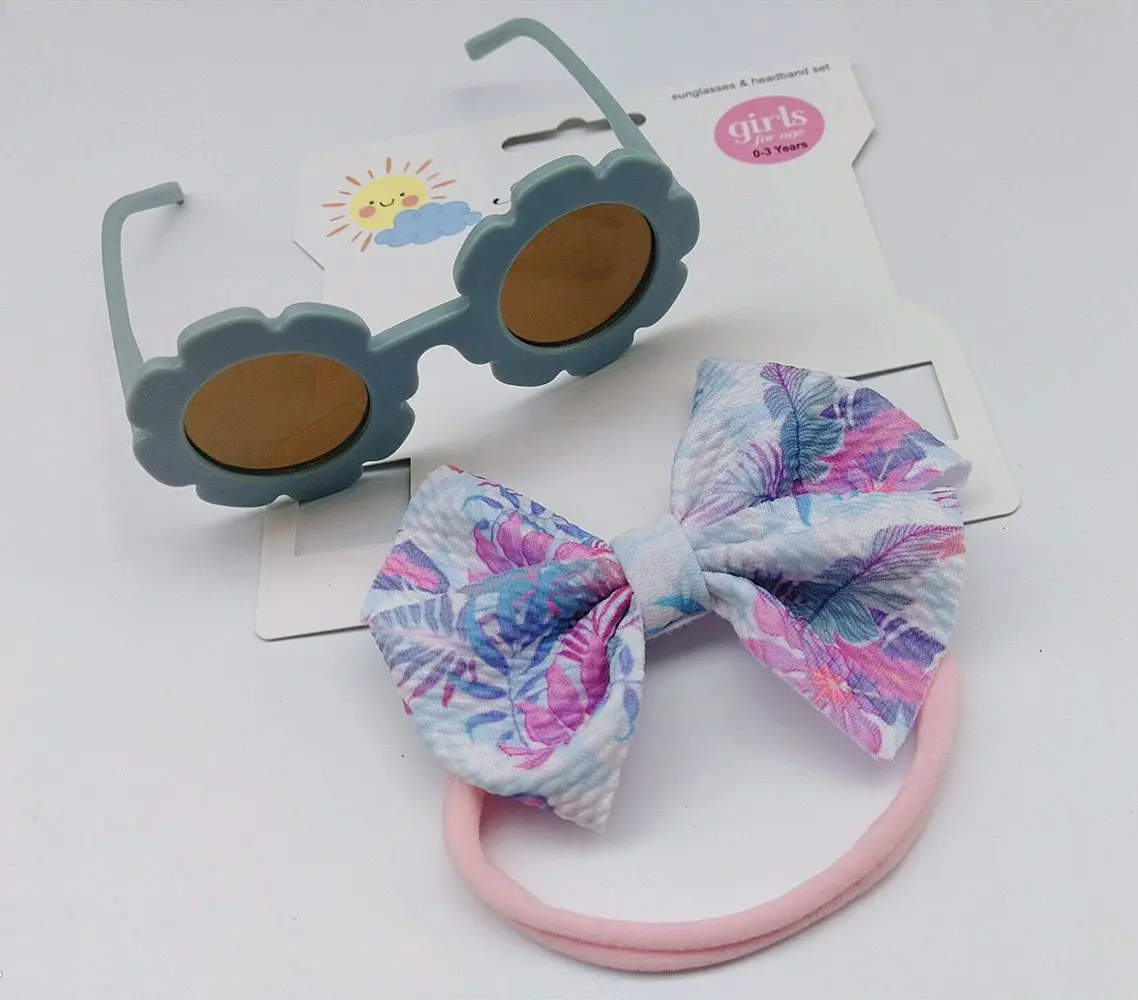 Accessori occhiali da sole con fiocco fascia per capelli Set accessori per capelli per bambini