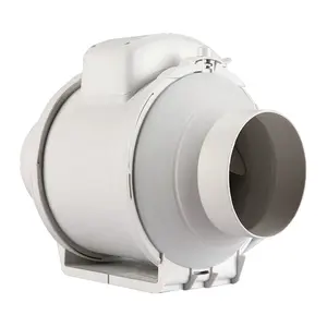 White PP Plastic Exhaust Fan Oblique Flow Booster Pipe Fan Centrifugal Exhaust Fan AC 30W 220V