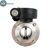 Vanne papillon sanitaire soudée en acier inoxydable SS316L avec volant de réglage micro-réglable