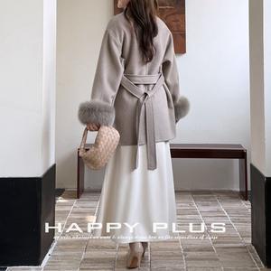 กระโปรงทรงหางปลา Happy Plus สีขาว สำหรับฤดูหนาว ความยาวปานกลาง ผ้าโพลีเอสเตอร์ สีพื้น ไซส์พลัส สำหรับผู้หญิง เอวธรรมชาติ - Product Image 3