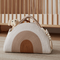 Organisateur de couches en corde de coton tressée pour les essentiels de nouveau-né garçon ou fille, grand panier de rangement avec séparateurs amovibles