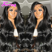 Perruques Lace Front de Luxe Haute Densité, Ondulées et Bouclées, avec Frange, Perruque Frontale HD 13x6, Cheveux Humains Vierges à Cuticules Alignées