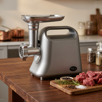 Hachoir à viande portable domestique, gris argenté, design élégant, kit multi-accessoires extensible, petit hachoir électrique pour l'exportation
