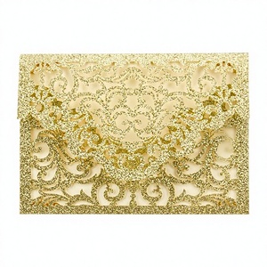Cartes d'invitation de mariage découpées au <span class=keywords><strong>laser</strong></span> en <span class=keywords><strong>papier</strong></span> pailleté bleu champagne argenté or rose 5x7 po, invitations de vœux, Quinceañera - Product Image 3