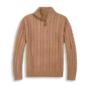 Best Selling Embroidery Logo <strong>Turtle</strong> <strong>Neck</strong> <strong>Men's</strong> Cotton-Blended Pullover Winter Knitted Top Half Zipper Sweater - Product Image 6