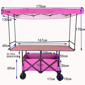 Night Market Stall Cart Small <b>Folding</b> Wagon New Model Stall Cart with Large <b>Table</b> Awning Lifted Folded Market Stall Cart - Product Image 6