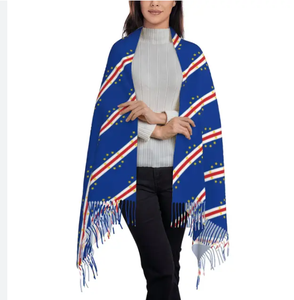Bufanda de invierno para mujer con bandera de <span class=keywords><strong>la</strong></span> nación de Cabo Verde, manta suave y cálida, bufanda de Pashmina con flecos - Product Image 2