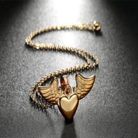 Dame Ange Ailes Collier couleur Or Titane Acier Collier Coeur