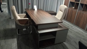 Bureau de direction en forme de L de 8 pieds, table de direction durable, mélamine, mobilier de bureau moderne pour les postes de travail des PDG ou des managers - Product Image 6