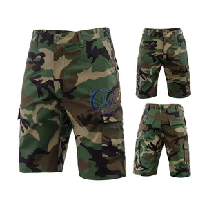 Ripstop 65% Polyester 35% Cotton Woodland Camo Summer BDU Trouser Training Hiking Tactical Shorts Pants For Men