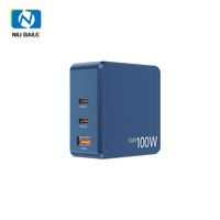 Cargador Rápido Universal NIUBAILE de 100W PD3.1 - 1 Puerto USB-A + 2 Puertos USB-C, Salida de 3A/2A, Diseño Plegable, Material Ecológico de PC/ABS