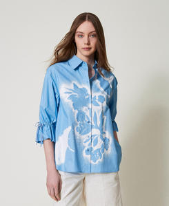 <span class=keywords><strong>Camicia</strong></span> da <span class=keywords><strong>Donna</strong></span> di Alta Qualità Personalizzata Blu <span class=keywords><strong>con</strong></span> Bottoni Motivo Floreale Maniche a Fiocco Medie Colletto Classico - Product Image 2