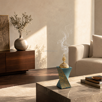 Brûleur d'encens en résine torsadée Bakhoor, boîte cadeau de luxe pour l'aromathérapie, encensoir en calligraphie arabe dorée, 4 couleurs, Ramadan, Eid Festival