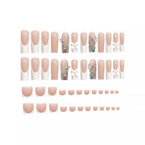 Offre Spéciale – <span class=keywords><strong>Faux</strong></span> Ongles Classiques Français Effet Goutte d'Eau Longue, Deux Pièces, à Presser, Amovibles, <span class=keywords><strong>en</strong></span> <span class=keywords><strong>Plastique</strong></span> Pré-fabriqué - Product Image 2