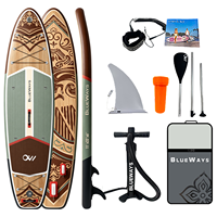 Planche à pagaie gonflable haut de gamme 11 pieds x 33 pouces avec motif décoratif et pompe, SUP BLUEWAYS couleur sauge pour les escapades en bord de lac