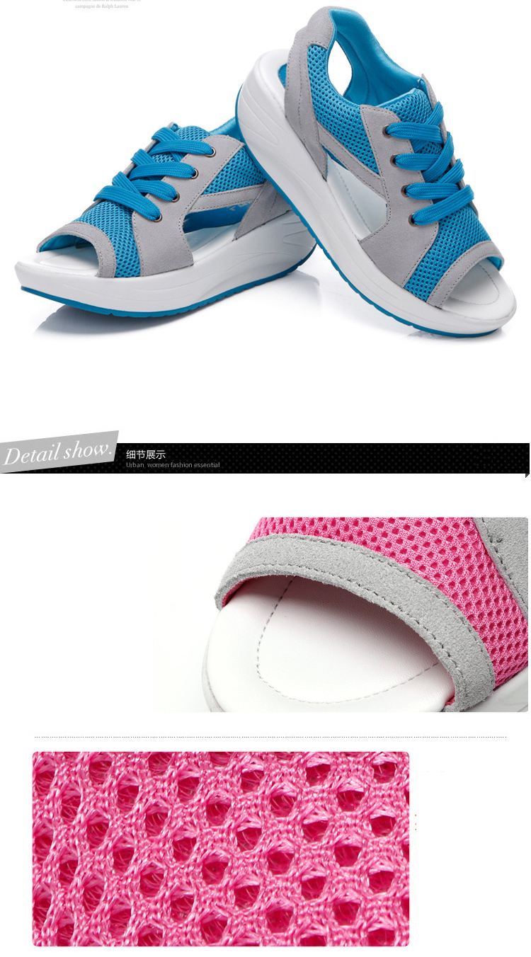 Summer Fish Mouth Thick Soles Raised Shaking Shoes Sandals Casual Sports Casual Mesh Fabric Shoes