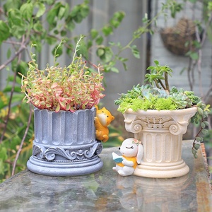 Maceta de Resina Clásica de 4.7 Pulgadas con Diseño de Conejo y Gato, para Suculentas, Decoración de Jardín, Hogar, Escritorio o Estante - Product Image 3