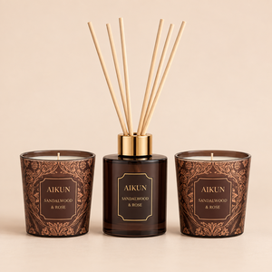 Diffuseur de parfum en verre rond Aikun avec logo personnalisé, 100 ml, ensemble bougie et diffuseur à bâtonnets, coffret cadeau, longue durée, faible MOQ, réponse rapide pour la vente au détail - Product Image 2