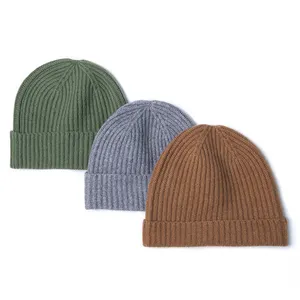 Gorro de Cachemira para mujer, Color puro, para Otoño e Invierno