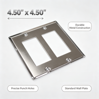Plaque murale double en acier inoxydable brossé 430 pour interrupteur décoratif et prise GFCI