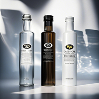 Bouteille en Verre Mat Blanc Noir 500ml 250ml pour Huile d'Olive, Huile de Camélia, Huile de Noix – Forme Ronde ou Carrée, Logo Personnalisé