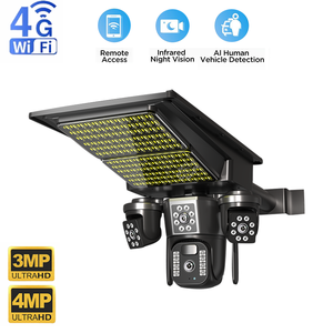 Cámara Guangheng de 3MP con Triple Lente y Panel <span class=keywords><strong>Solar</strong></span> - Montaje en Poste de Luz, Doble Iluminación, Detección Humana, Alarma por Voz - Product Image 4