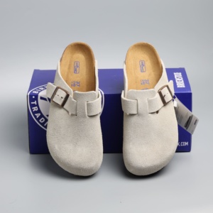 Nouveauté 2026 Sabots Boston BIRKENSTOC en daim, Mules tendance, Orthopédiques, Semelle intérieure en liège souple, Pantoufles, Logo personnalisé, Prix de gros - Product Image 1
