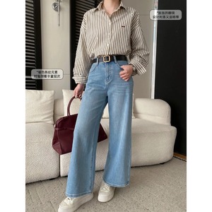 智能博主风格复古条纹爱心刺绣翻领宽松全棉长袖衬衫 Sn8755 - Product Image 3