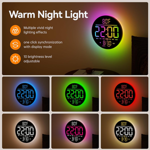 Relógio de parede colorido de 10 polegadas com 7 cores gradiente tempo display, auto light-sensing, luz noturna e mais recursos - Product Image 4