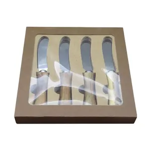 Edelstahl butter messer mit acacia holz griff Neue Stilvolle 4 PCS Butter Messer set