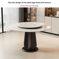 Natürlicher Marmor-Rundtisch mit Drehplatte aus Bambus, Luxuriös Modern und Schlicht im Neuen Stil