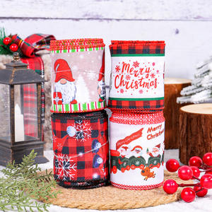 크리스마스 리본 diy 리본 크리스마스 트리 장식 컬러 스트립 산타 클로스 컬러 활 리본 - Product Image 5