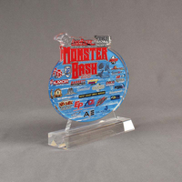 Trophée de tournoi de Tennis de Table en Lucite transparent de 3/8 pouces, 8 pouces H, prix de Ping Pong en acrylique avec Base inclinée pour Champion