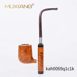 MUXIANG Briarwood Smoking Pipe Bent Type Long Handle Solid Wood Tobacco Pipe Reading Pipe - Product Image 1