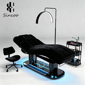 Cama de Lujo para Spa, de Terciopelo Negro, para Tratamientos Faciales, Extensiones de Pestañas, con 4 Motores Eléctricos, para Salón de Belleza - Product Image 5
