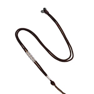 Vàng Bạc Tay Dệt Tre Chuỗi Có Thể Điều Chỉnh Độ Dày Thể Thao Unisex Mặt Dây Chuyền Vòng Cổ Với Vàng Ngọc Hổ Phách Treo Dây Thừng - Product Image 5