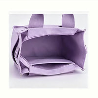 Tas Tote Kanvas Kecil Wanita dengan Ritsleting, Banyak Kantong, Tali Selempang/Bahu, Pegangan Atas, Model Satchel
