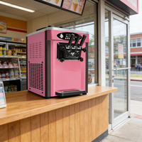 Nouvelle machine à crème glacée compacte mini avec 3 saveurs, pour les petites entreprises et les camions de nourriture (poudre de crème glacée et lait)