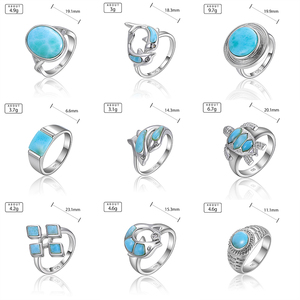 XYOP925スターリングシルバージュエリーPartysuデザインラリマーリングカスタマイズされた卸売ギフト女性用 - Product Image 6