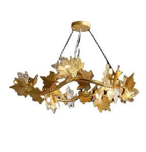 Bedroom led chandelier ceiling lamp 2021 modern light luxury atmosphere Glass Leaf decorative Chandelier