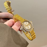 FF Montre Femme Chic et Élégante Style Vintage, Cadran Orné de Diamants, Boîtier en Alliage, Mouvement à Quartz, Qualité Supérieure, Vente en Gros