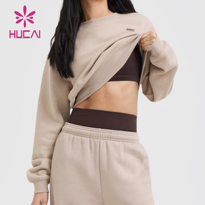 Áo thể thao nữ HUCAI in logo tùy chỉnh, chất liệu nhẹ, viền thun nổi, kiểu dáng rộng, cổ tròn, áo tập gym, áo crop top - Product Image 6