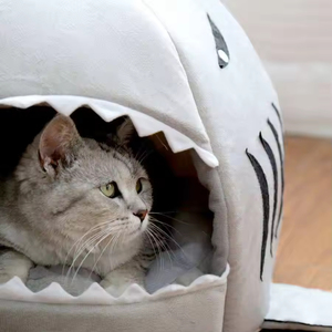 Fabrication directe d'usine, logo personnalisé en couleur, fabricant de tissus en coton, lit pour chien en peluche à motif de <span class=keywords><strong>requin</strong></span>, sac de couchage chaud pour chat, tapis pour animaux de compagnie - Product Image 5