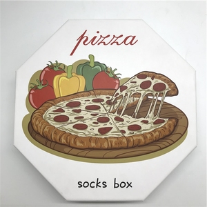 XIANGHUI Venta al por mayor Venta caliente hombres comida Jacquard 4 pares caja tubo mujeres moda algodón equipo divertido <span class=keywords><strong>Pizza</strong></span> caja <span class=keywords><strong>Calcetines</strong></span> - Product Image 4